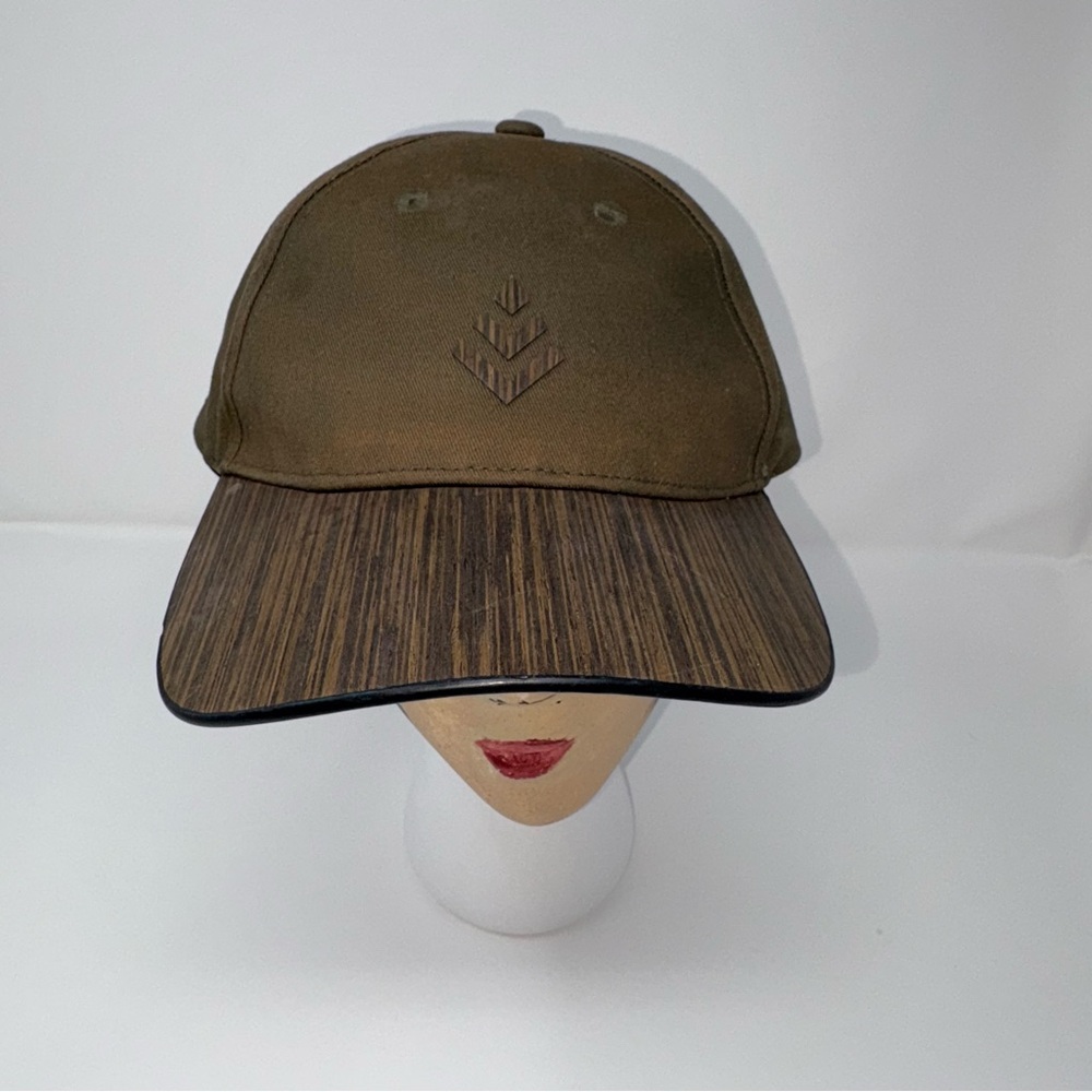 TruWood Wooden Brim Baseball Hat cap Adjustable One Size Green Brown 100% Cotton - Picture 2 of 12